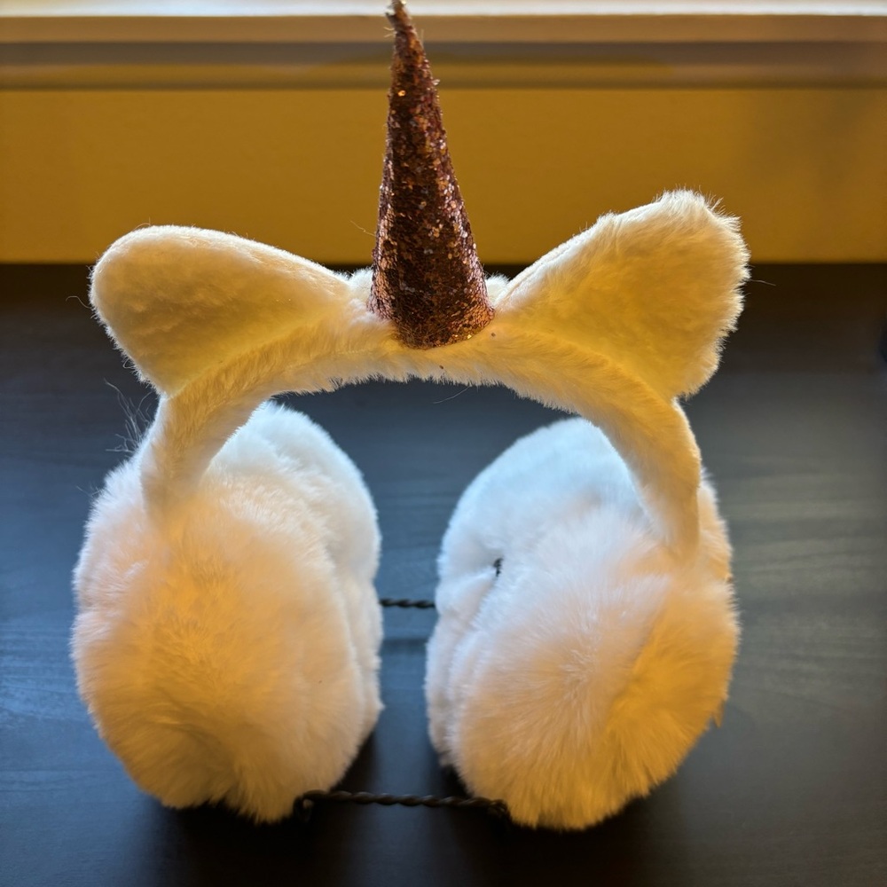 NWT Furry Glitter Unicorn Girlcore Ear Muffs - Picture 2 of 4